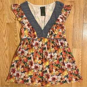 Anthropologie Fei Top Sleeveless Floral Blouse colorful shirt boho Womens 2